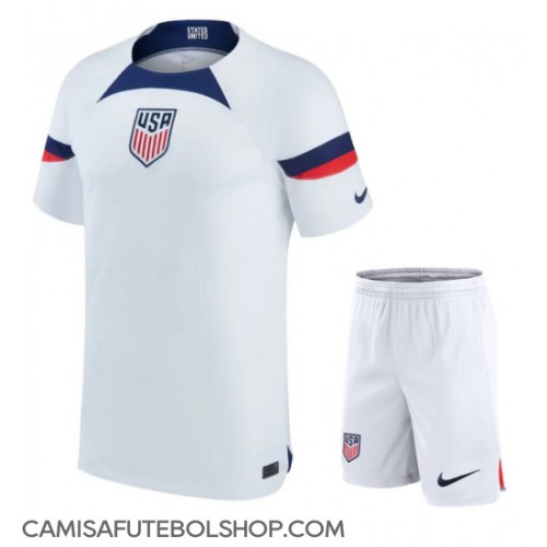 Camisa de time de futebol Estados Unidos Replicas 1º Equipamento Infantil Mundo 2022 Manga Curta (+ Calças curtas)
